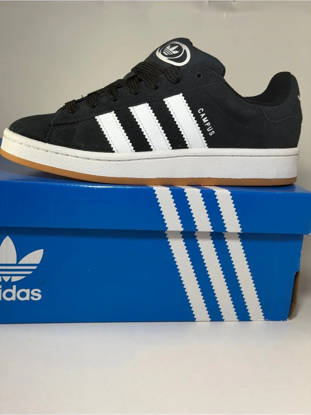 adidas Campus Men's Black Suede Sneakers with White 3-Stripes